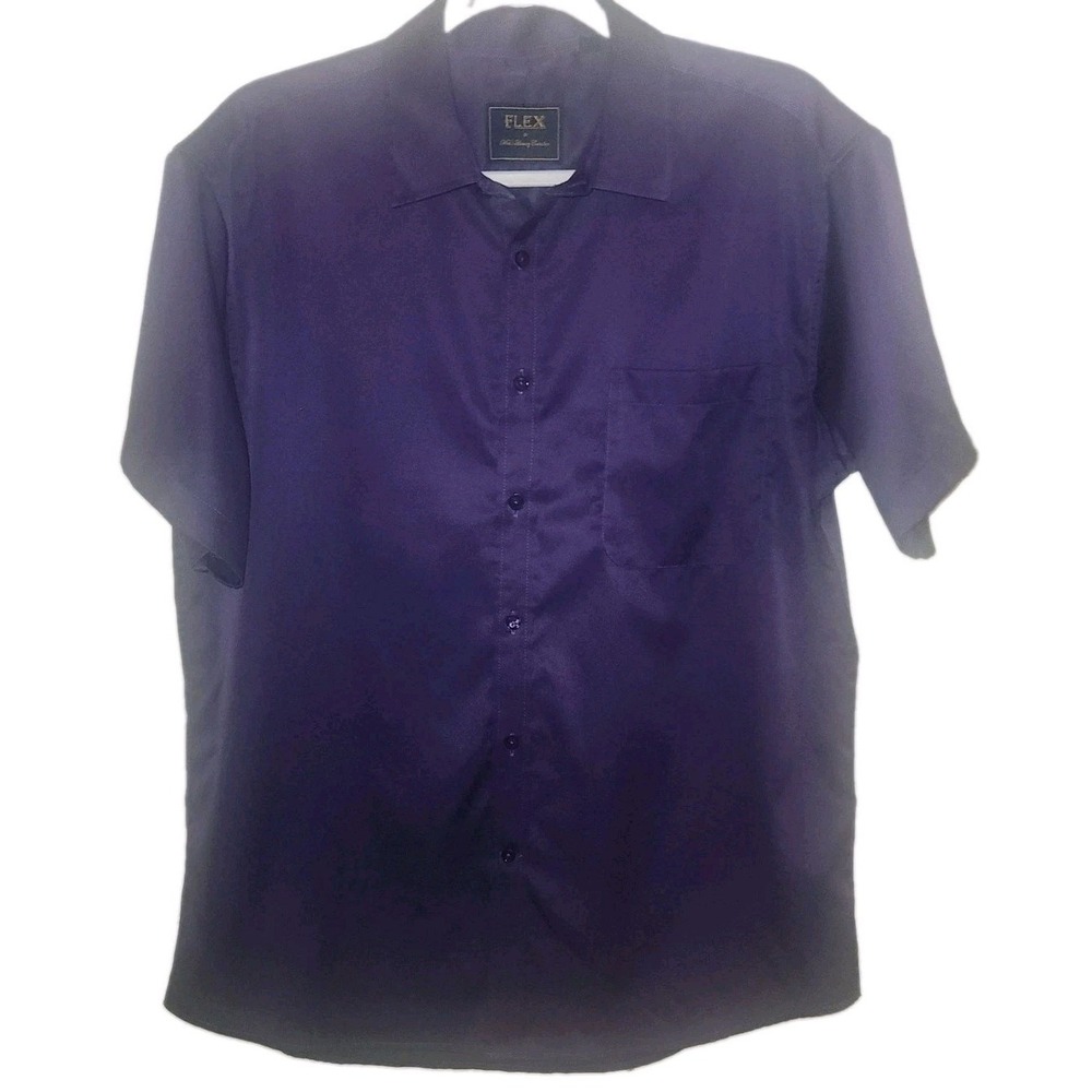Flex Men's Luxury Collection Purple Short Sleeve Button Up Shirt Size L/XL